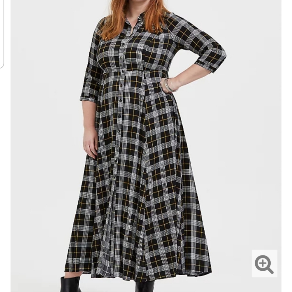 Torrid Challis Button-front Plaid Maxi Dress NWT